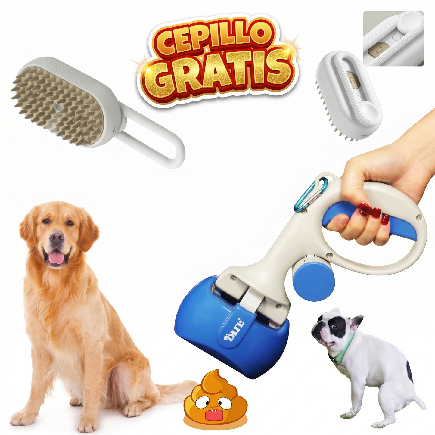 Recogedor de Desechos Portátil: Higiene sin Contacto + Cepillo vapor GRATIS