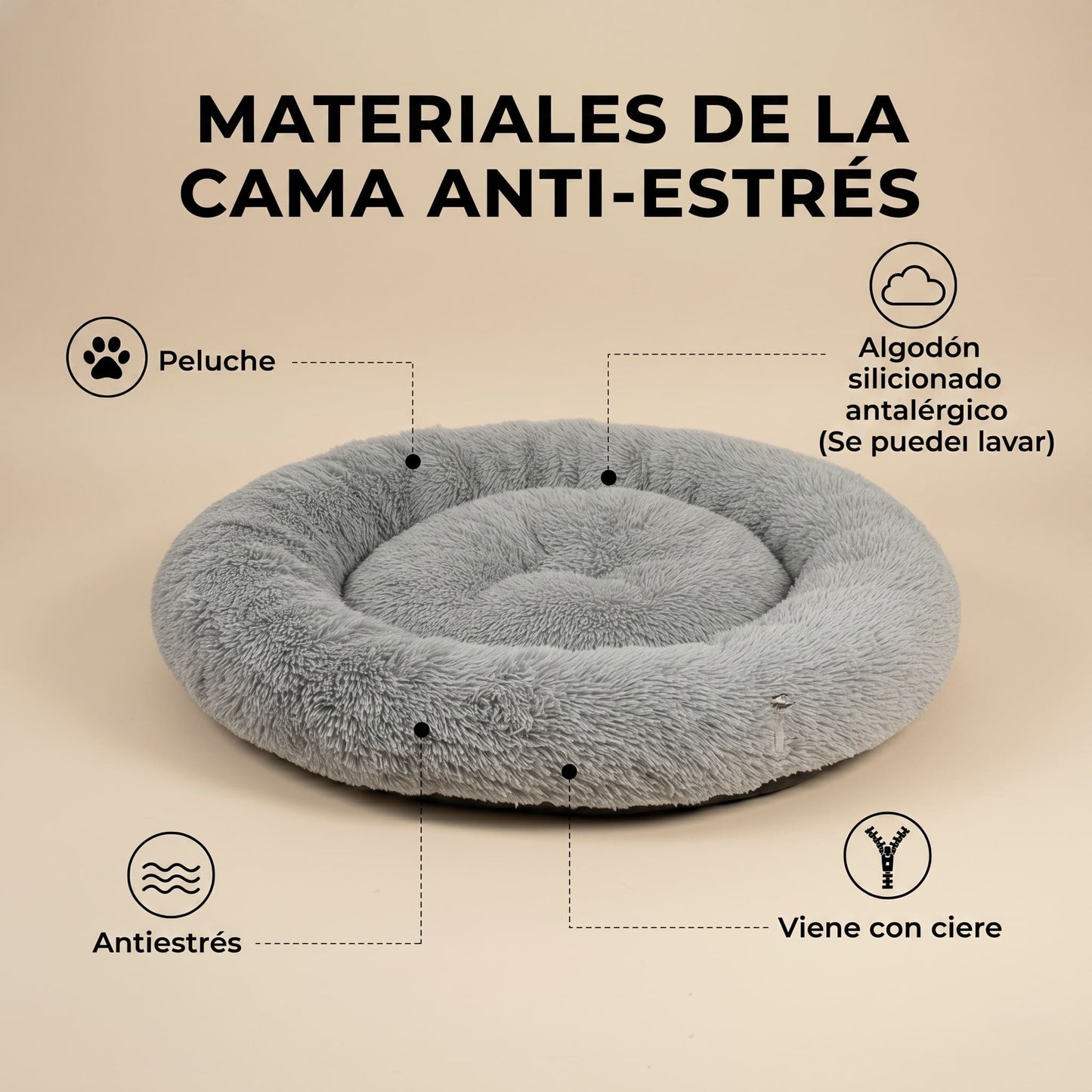 Cama Nube de Confort Antiestrés para Peludos — Suave y Lavable
